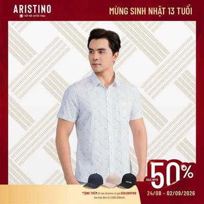 Áo Sơ Mi Nam Trắng họa tiết ARISTINO dáng Perfect Fit, chất liệu sợi tre cao cấp ASS137AS2