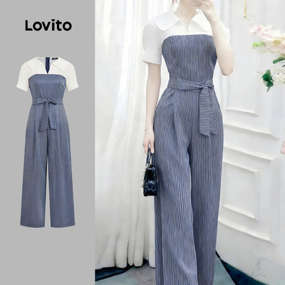 Lovito Bộ Jumpsuit Nữ Thanh Lịch Thắt Dây Mùa Xuân/Hè LK2EDD100