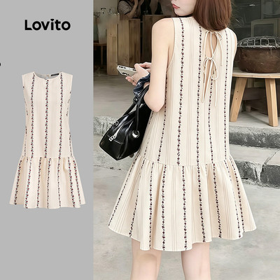 Đầm nữ Lovito xuân hè buộc sau lưng lai bèo xếp nếp phong cách thường ngày L189ED020