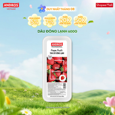 [CHỈ GIAO HCM] Dâu Đông Lạnh - Không chất bảo quản - Trái cây đông lạnh ANDROS IQF - 600g