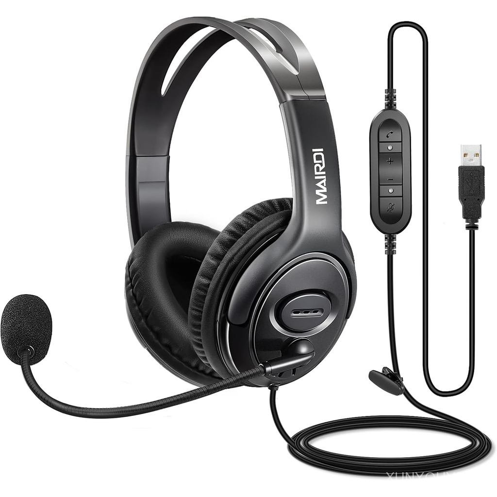 MAIRDI USB Headset with Microphone for PC, Computer Headset with Mic Noise Canceling for Laptop Team
