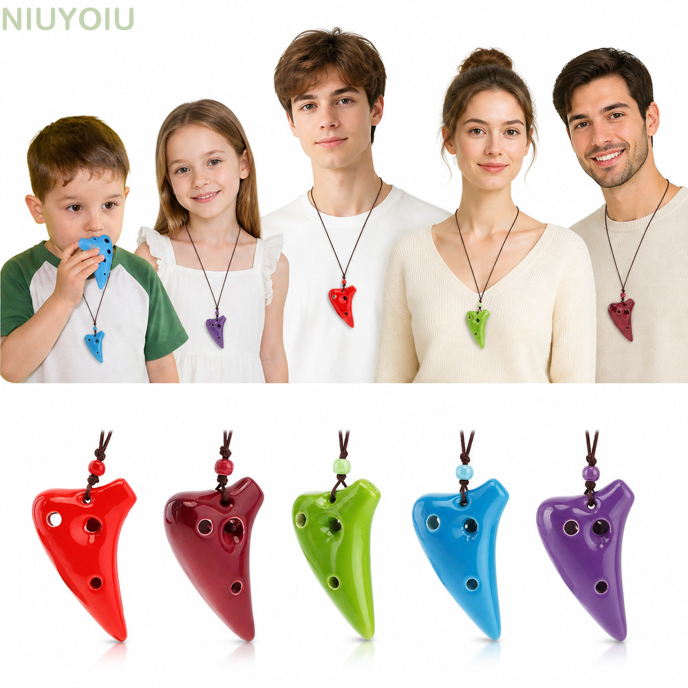 NIUYOIU Gốm Ocarina, Mặt Dây Chuyền Ocarina Mini Có Thể Chơi Được, Dây Treo Bao Gồm 6 Lỗ Alto C Ocar
