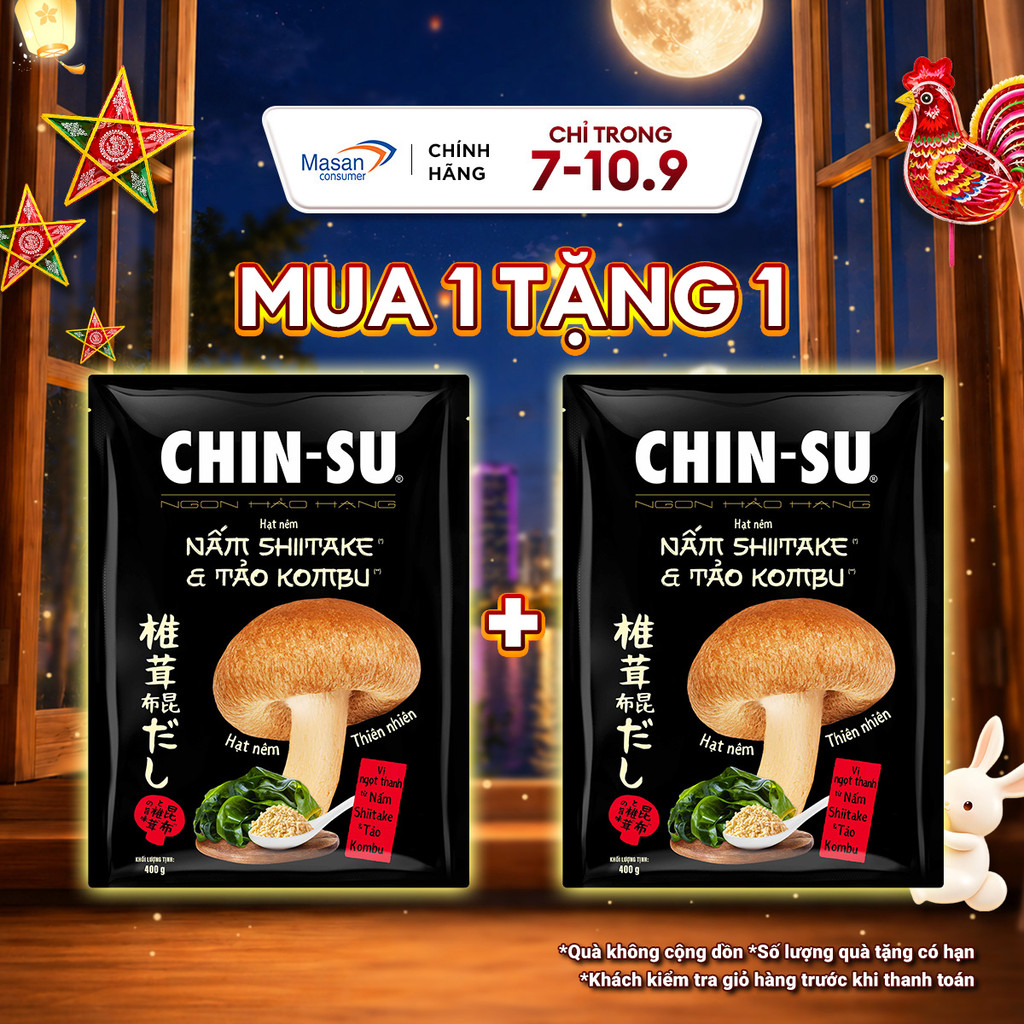 [HSD: 24.11] Hạt nêm CHIN-SU Nấm Shiitake & Tảo Kombu gói x 400gr