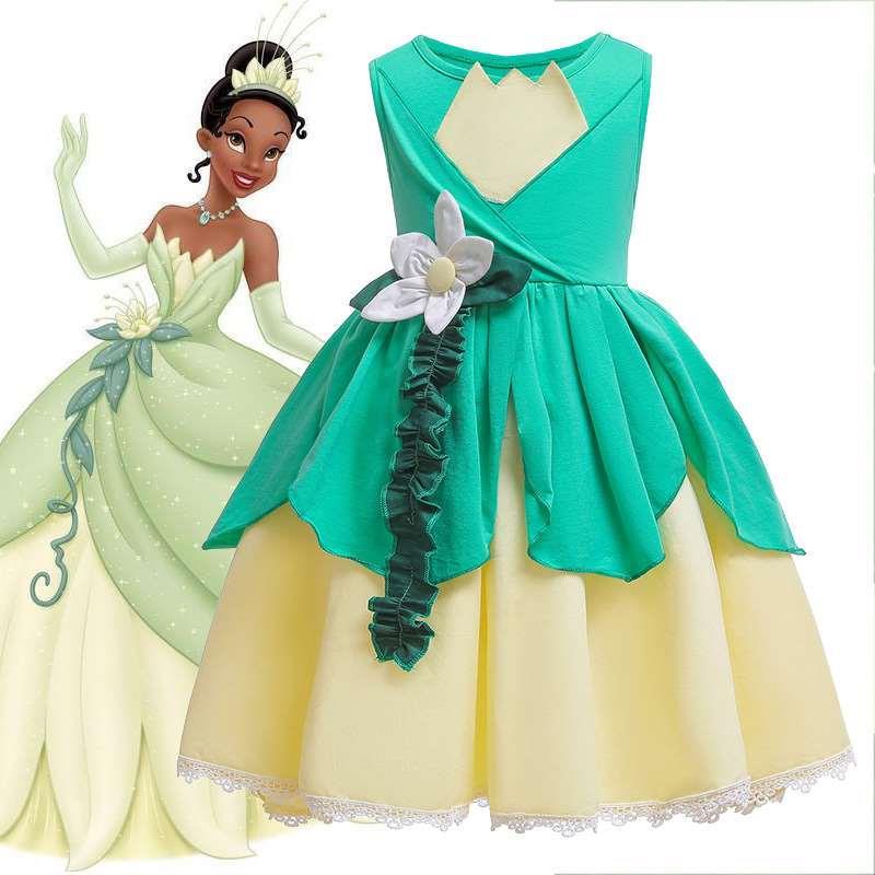 Halloween tiana tiana Diana Đầm Trẻ Em Quần Áo Bé Gái Đầm Công Chúa Bé Gái Ếch Đầm Công Chúa