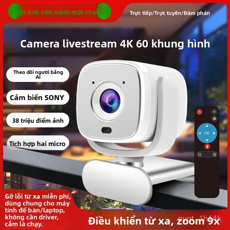 Webcam 4K máy bàn laptop USB kèm mic 60fps làm đẹp phông xanh livestream bán chạy giao nhanh