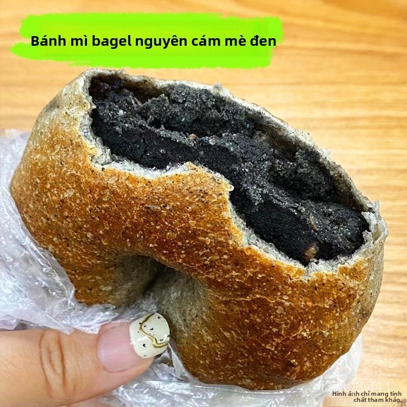 Bánh bagel mè đen nguyên cám thủ công nhân phô mai no bụng bữa sáng tập gym ăn vặt giao nhanh