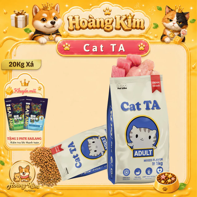 Hạt mèo Cat TA [ 20kg Xá ] Thức ăn mèo trưởng thành thịt gà tây, vịt, cá/ Công nghệ Hàn Quốc
