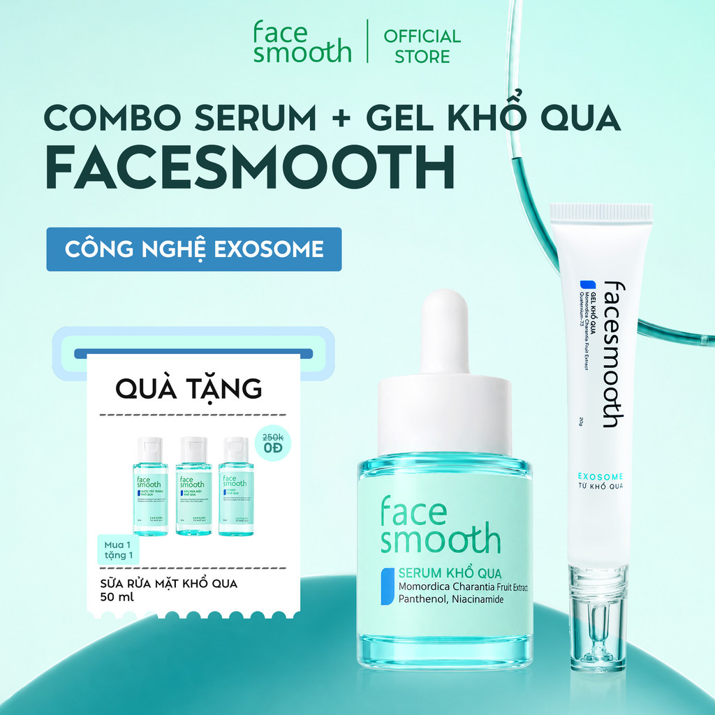 Combo Gel Chấm Mụn 20g + Serum 30ml Facesmooth Khổ Qua Cho Da Dầu Mụn, Mụn Ẩn - Dưỡng Ẩm, Hỗ Trợ Cải Thiện Da Mụn