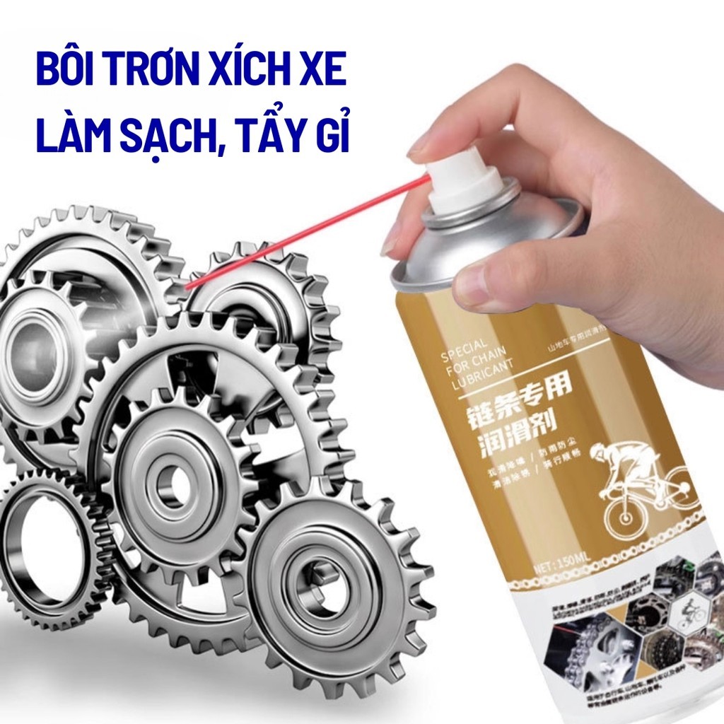 Bình Xịt Bôi Trơn & Làm Sạch Xích Xe, Bản Lề Chống Rỉ Sét, Giảm Mài Mòn, Dung Tích 150ml