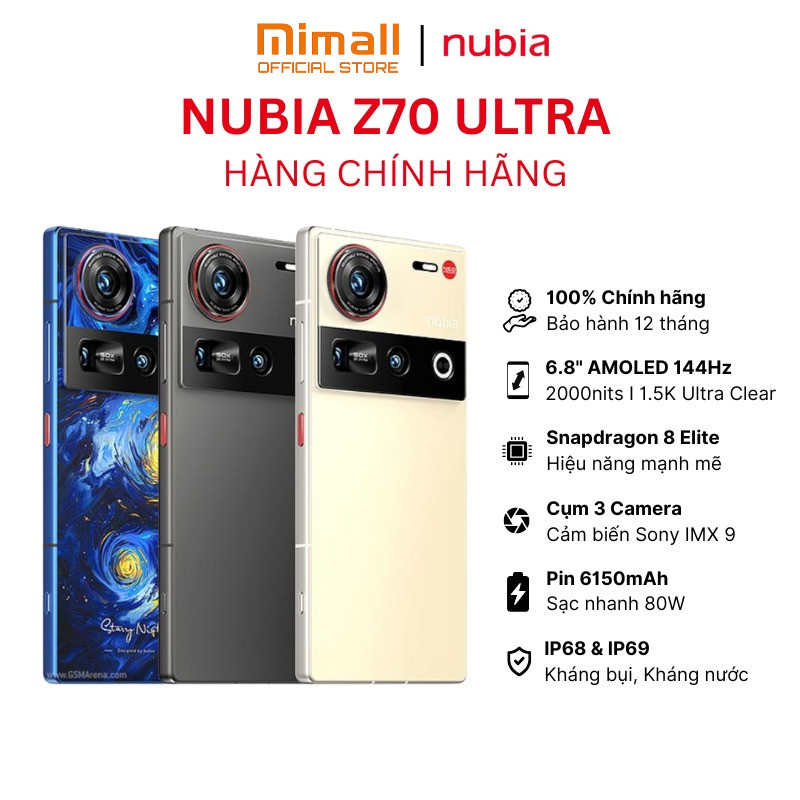 Điện thoại Nubia Z70 Ultra I Snapdragon 8 Elite I Màn AMOLED 144Hz I Camera cảm biến Sony - Hàng Chí