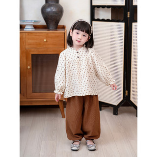  Set Bộ Bé Gái CARROT  Hoạ Tiết Hoa Nhí Cổ Bèo Mix Quần Bo Gấu Chất Liệu Xô Linen Và Nhung Tăm Xinh Xắn 