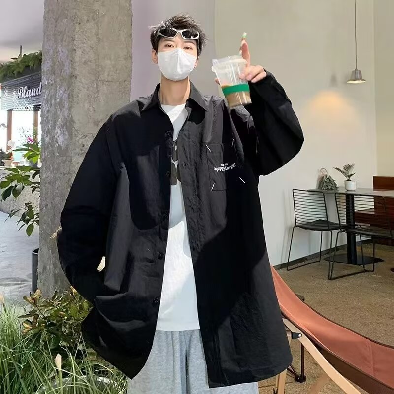 Mùa Xuân 2024 Rời Áo Sơ Mi Bỏ Túi Rời Nghệ Thuật Thanh Niên Áo Sơ Mi Trắng Áo Khoác Nam Mùa Xuân 202