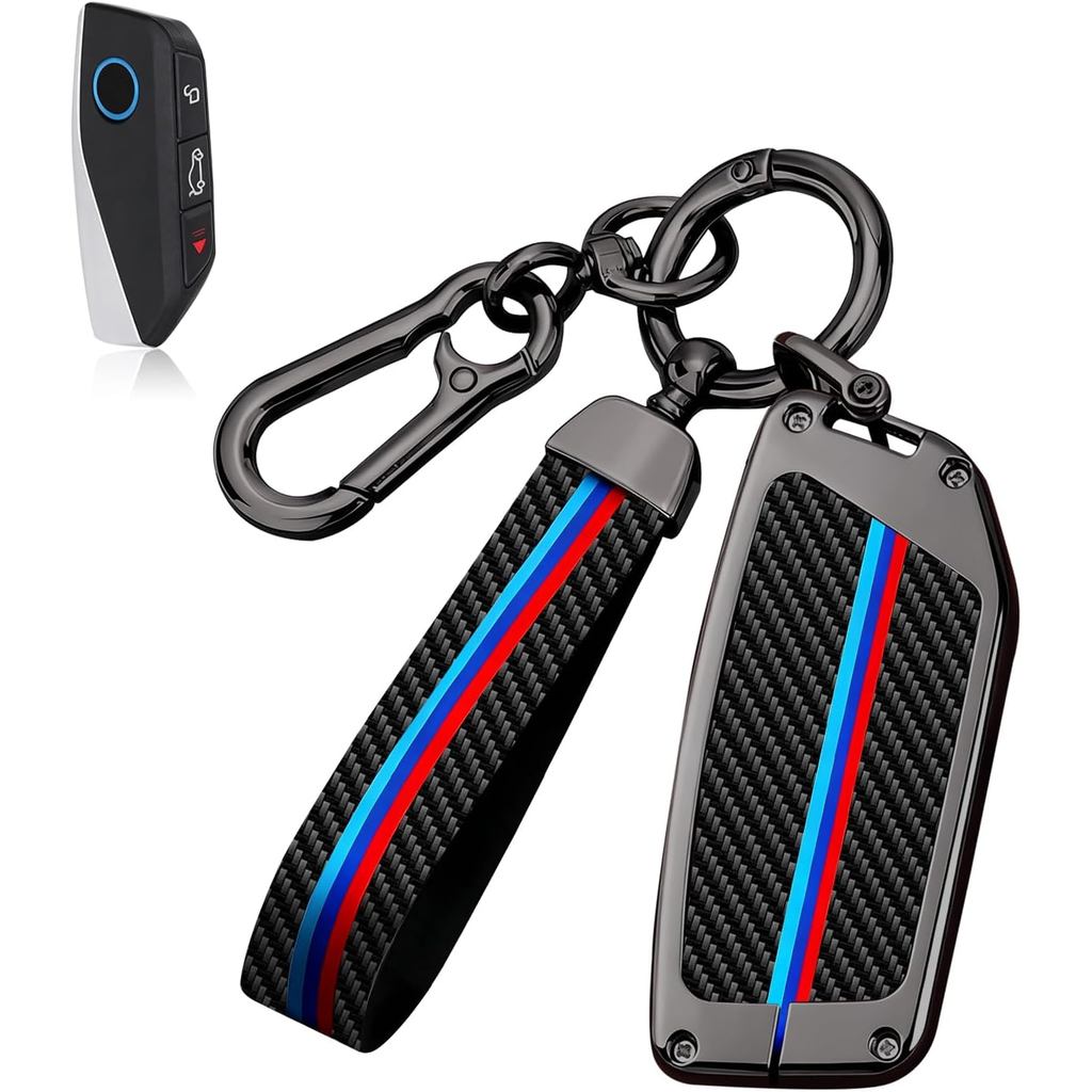 Dành Cho Xe BMW Chìa Khóa Fob Có Móc Khóa, Chìa Kim Loại Bằng Sợi Carbon Phù Hợp Cho Xe BMW 2025 202