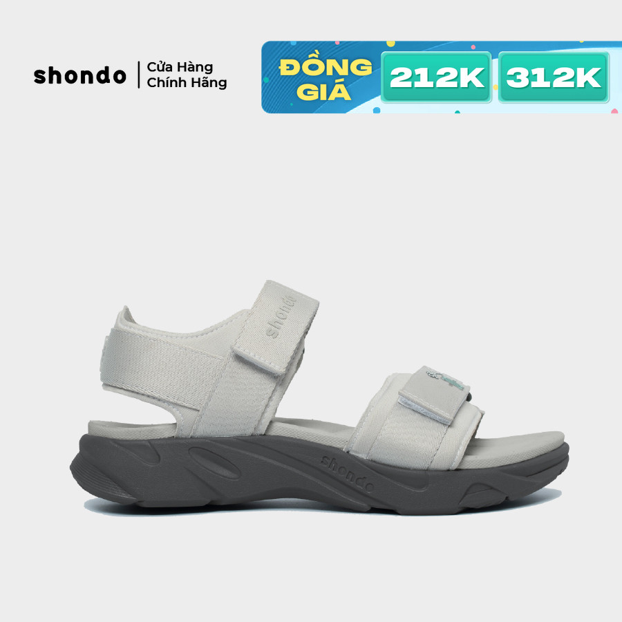 Giày Sandal Nam Nữ Shondo Êm Chân, Bền F8 Màu Xám F8M2220