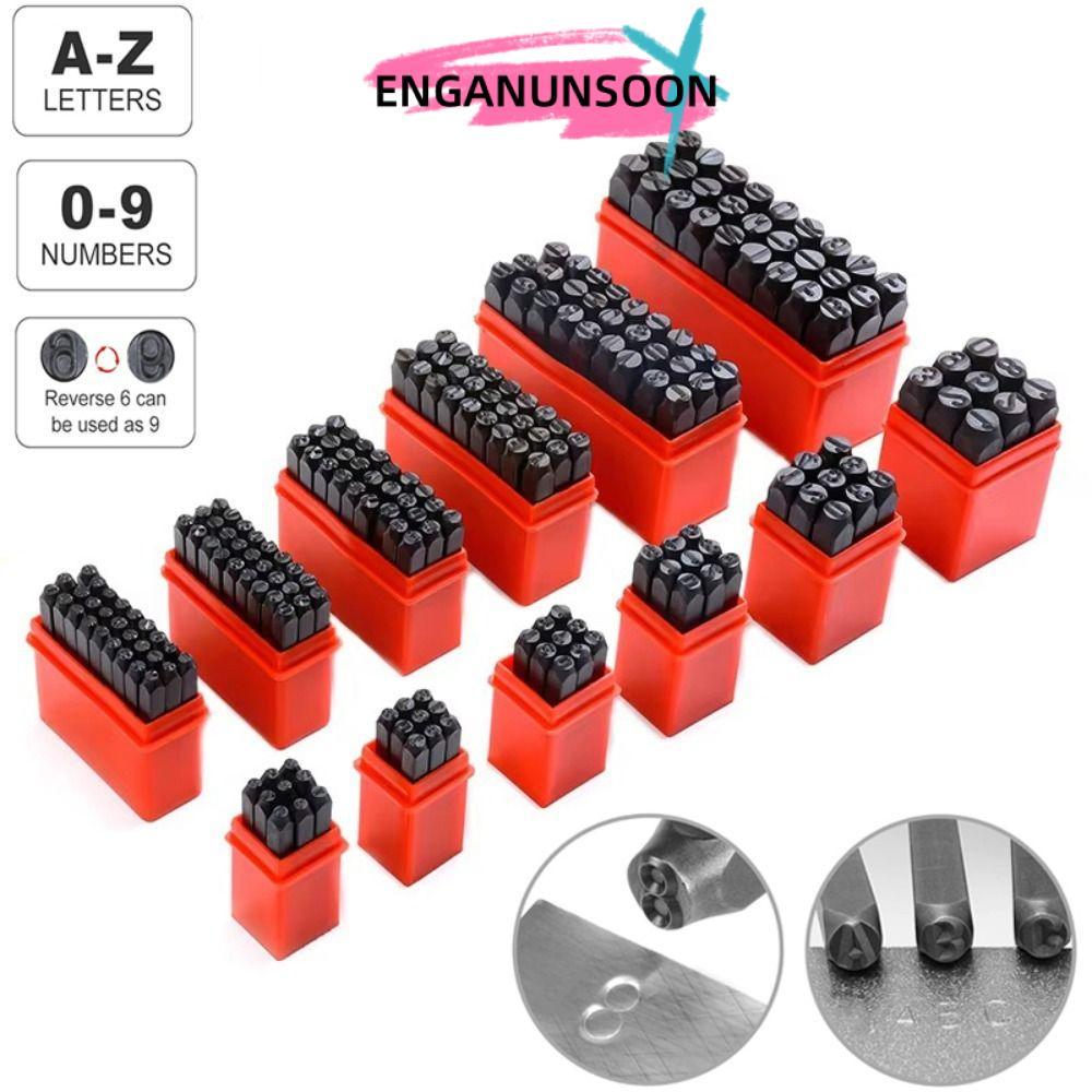 ENGANUNSOON Letter & Number Stamp Punch, Với nhựa 3-12,5 mm Digital Letter Stamp, Dụng cụ đục lỗ Kim