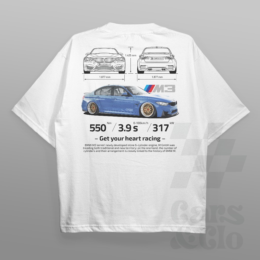 Ô tô và Áo choàng - Regular Fit White - Áo thun in màu vàng Bmw F80 M3 Rims