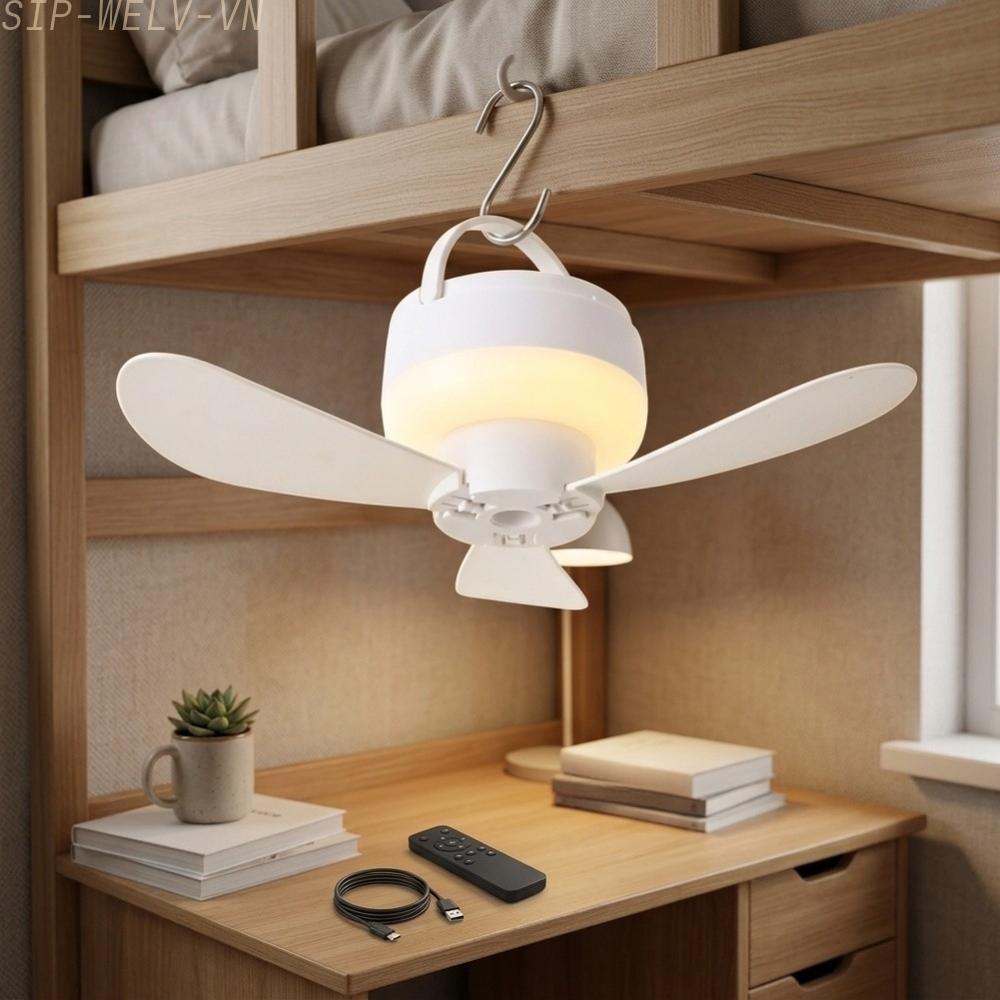 {WELV}Smart Ceiling Fan with Rechargeable Battery Remote Control and USB Charging Port