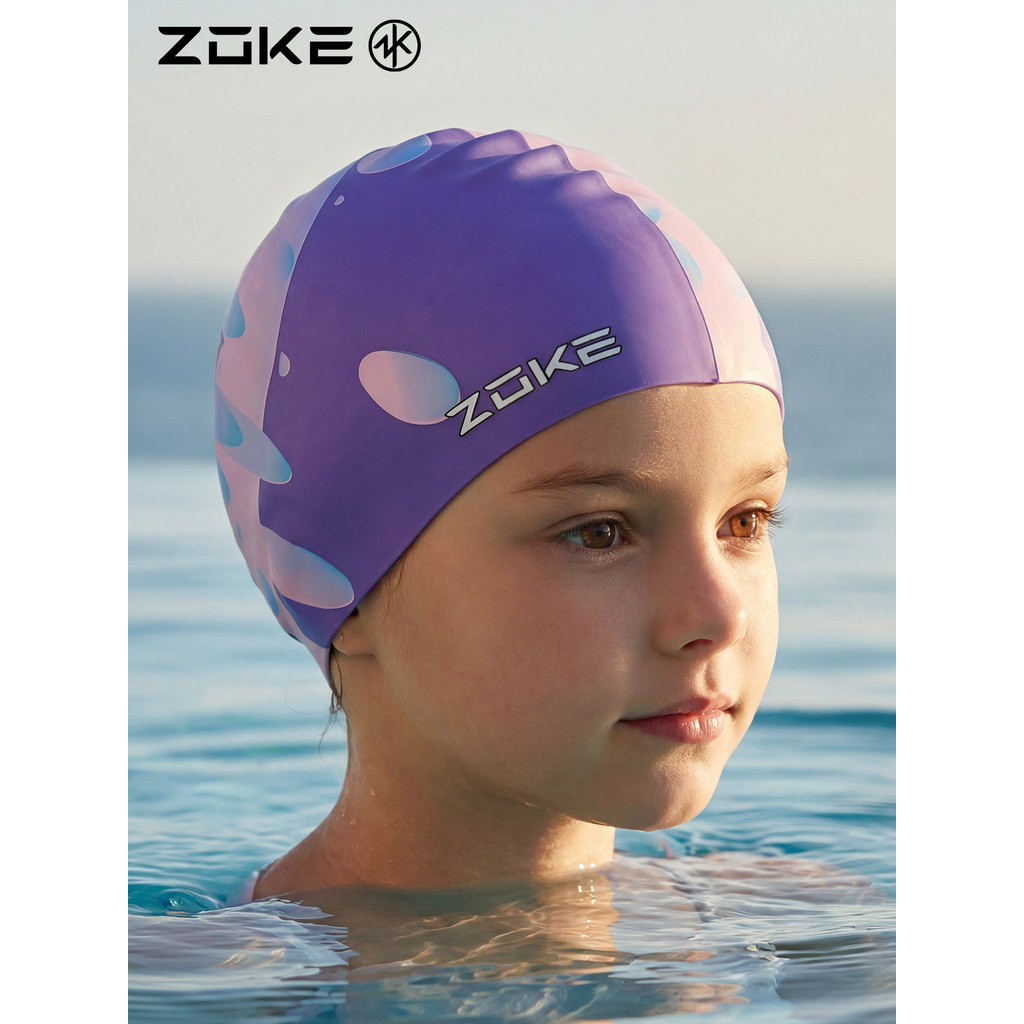 Zoke Mũ Bơi Trẻ Em Silicone Bé Gái Không Trầy Xước Đầu Mũ Bơi Zook Bé Gái Tóc Dài Chống Thấm Nước Bả