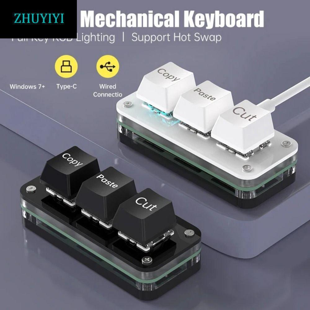 ZHUYIYI Custom Mini 3 Key Key Key Key Key Key Key Key, Acrylic Mini Copy Paste Cut Key, Macro Keyboa