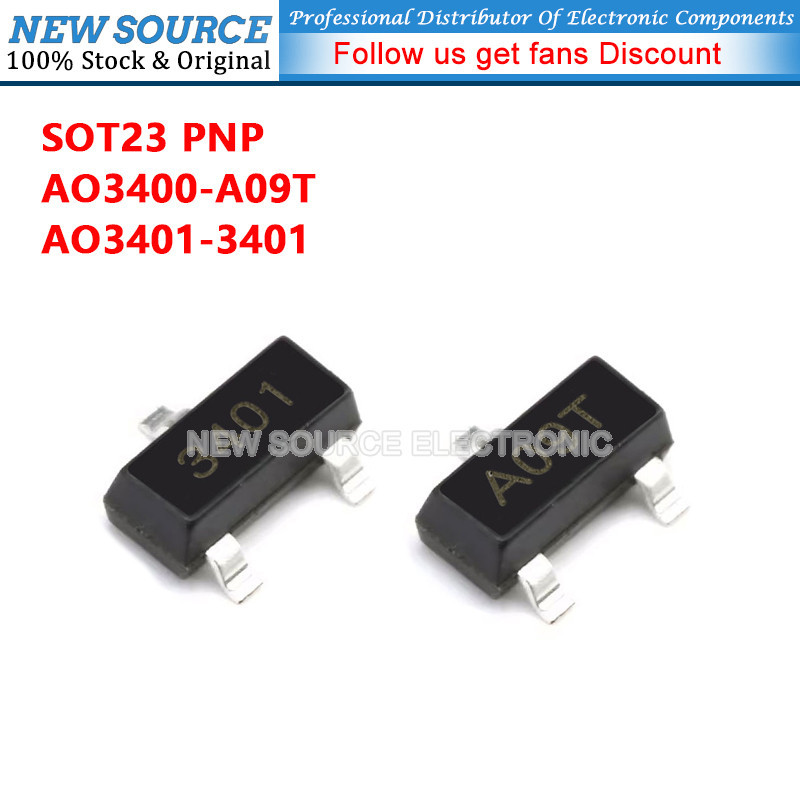 [20-100 chiếc] AO3400 AO3401 A09T A19T SOT23 PNP Transistor SMD Chip Triode Nguồn Mới