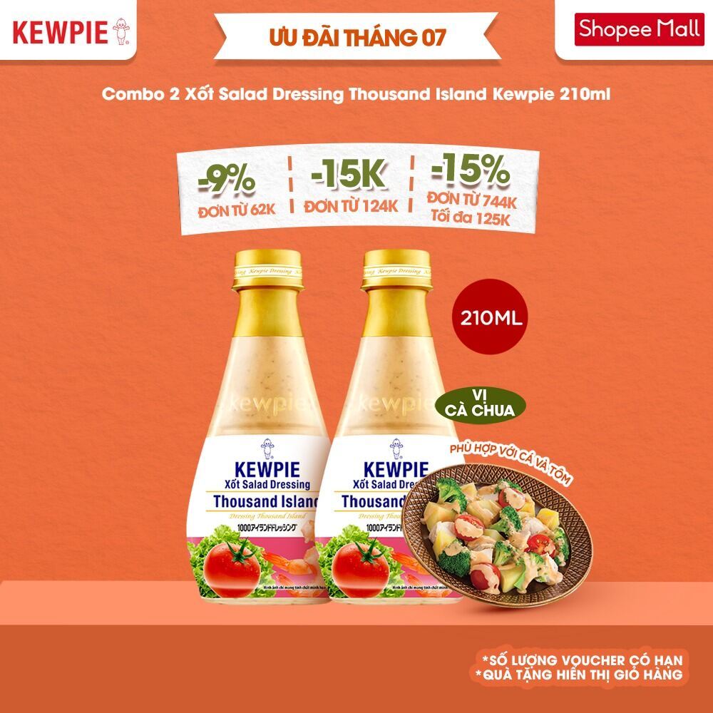 Combo 2 Xốt Salad Dressing Thousand Island Kewpie 210ml