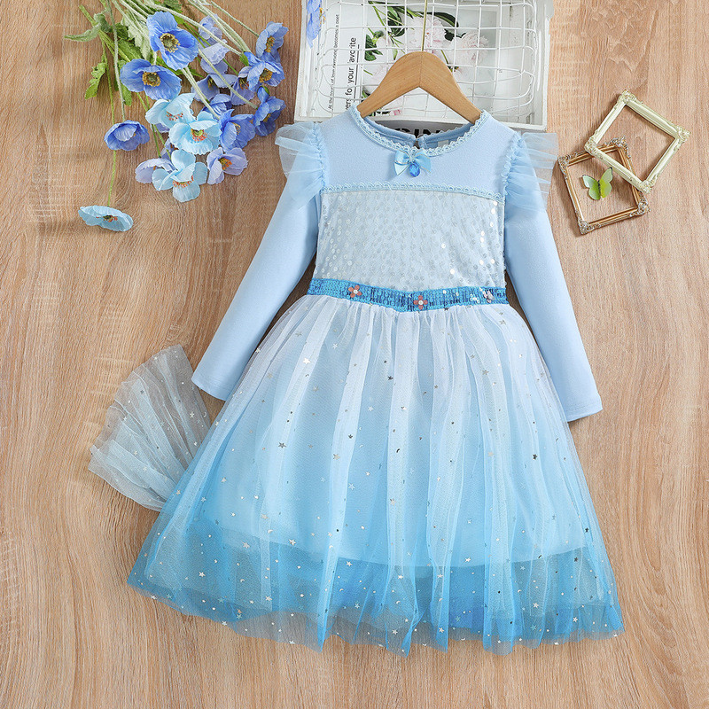 Frozen Bé Gái Đầm Công Chúa Phiên Bản Hàn Quốc Đầm 2026 Phong Cách Mới Mùa Thu Aisha Đầm Dài Tay Ais