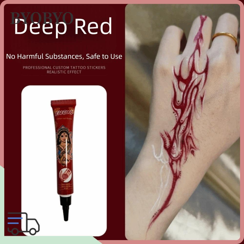 BYOBYO Henna Tattoo Cream, Bán vĩnh viễn Màu nâu đen Henna Paste Cone, Henna Tattoo Cream Dễ sử dụng
