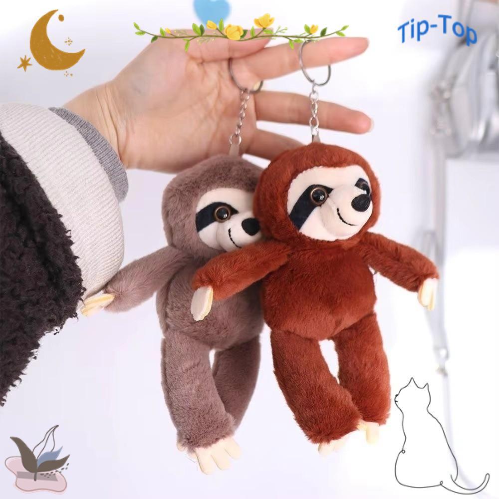 TIP-TOP Sloth Mặt dây chuyền nhỏ, Mô phỏng mềm Dốc động vật nhồi bông, Mặt dây chuyền Móc khóa Mô ph
