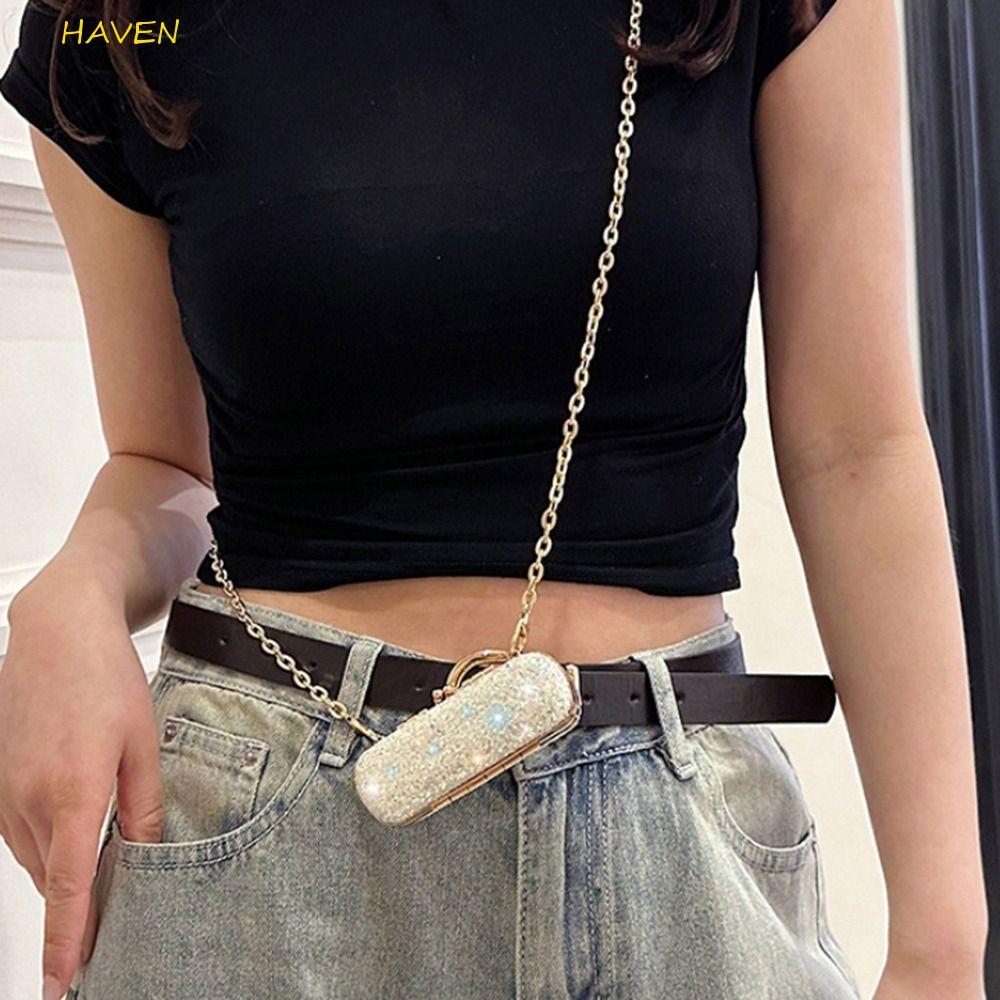 Túi đựng tiệc tối HAVEN, Túi xách hộp đeo chéo Sequin lấp lánh, Túi đựng son môi thanh lịch Mini san