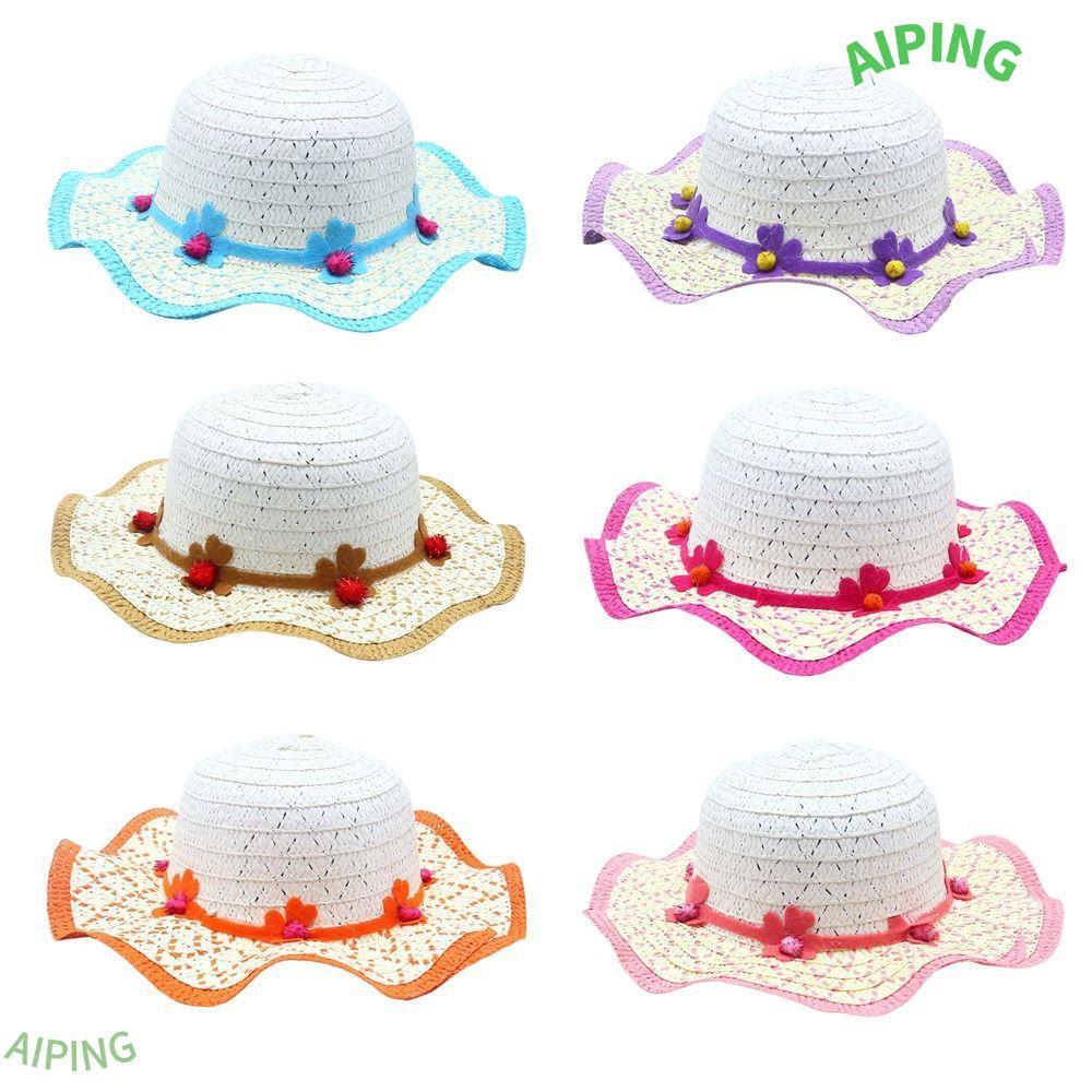 Mũ Rơm NG1ZX, Vành Rộng Mũ Chống Nắng 3-7Year, Trang Trí Hoa Ngọt Ngào Mũ Đi Biển Handmade