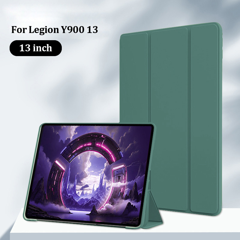 Dành Cho Lenovo Legion Y900 13 Ốp điện thoại tb522fu Trifold PU Leaher Mềm Lưng Đứng Vỏ Máy Tính Bản