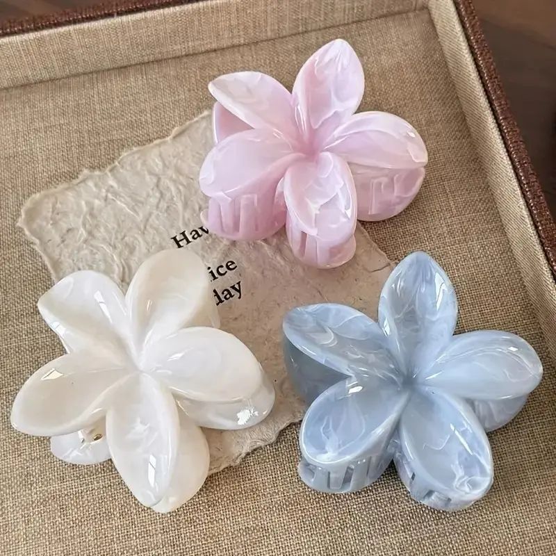 Mới Gradient Plumeria Hoa Kẹp Tóc Kẹp Tóc Kẹp Barrettes Phụ Kiện ALIA