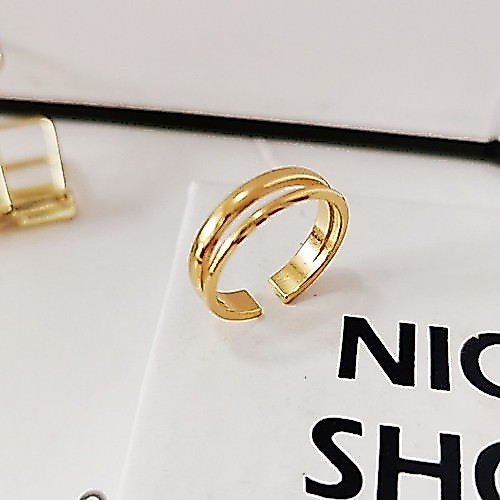 Nhẫn Titan Nữ Kiểu 2 Vòng Hở - Titan Không Đen Chống Dị Ứng Bilyshop TT 2616