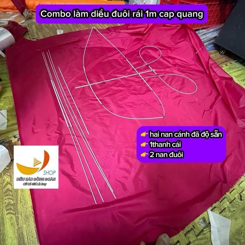 Combo TỰ LÀM DIỀU ĐUÔI RÁI 1m bằng cap quang đã độ sẵn vai diều