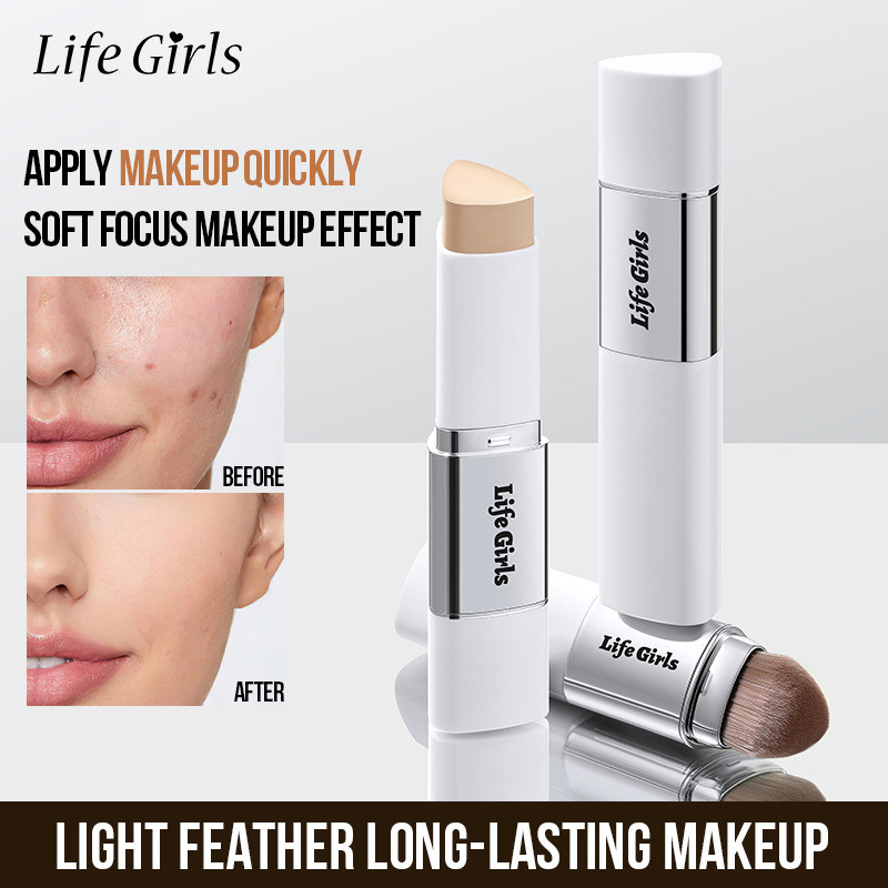 [Hàng có sẵn] Life Girls Light Feather Holding Makeup Foundation Stick Double-Headed with Brush Ligh