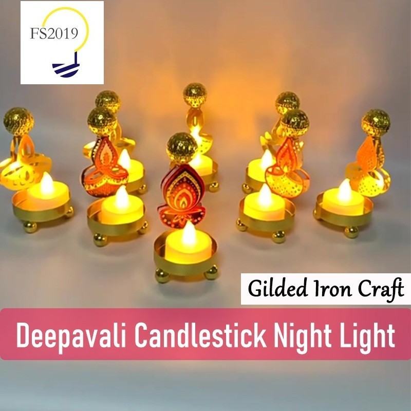 [Sẵn Sàng] Bàn Deepavali Mới Sắt Thủ Công Đèn Ngủ Trang Trí Nến Deepavali Trang Trí Nến Diwali Vật D