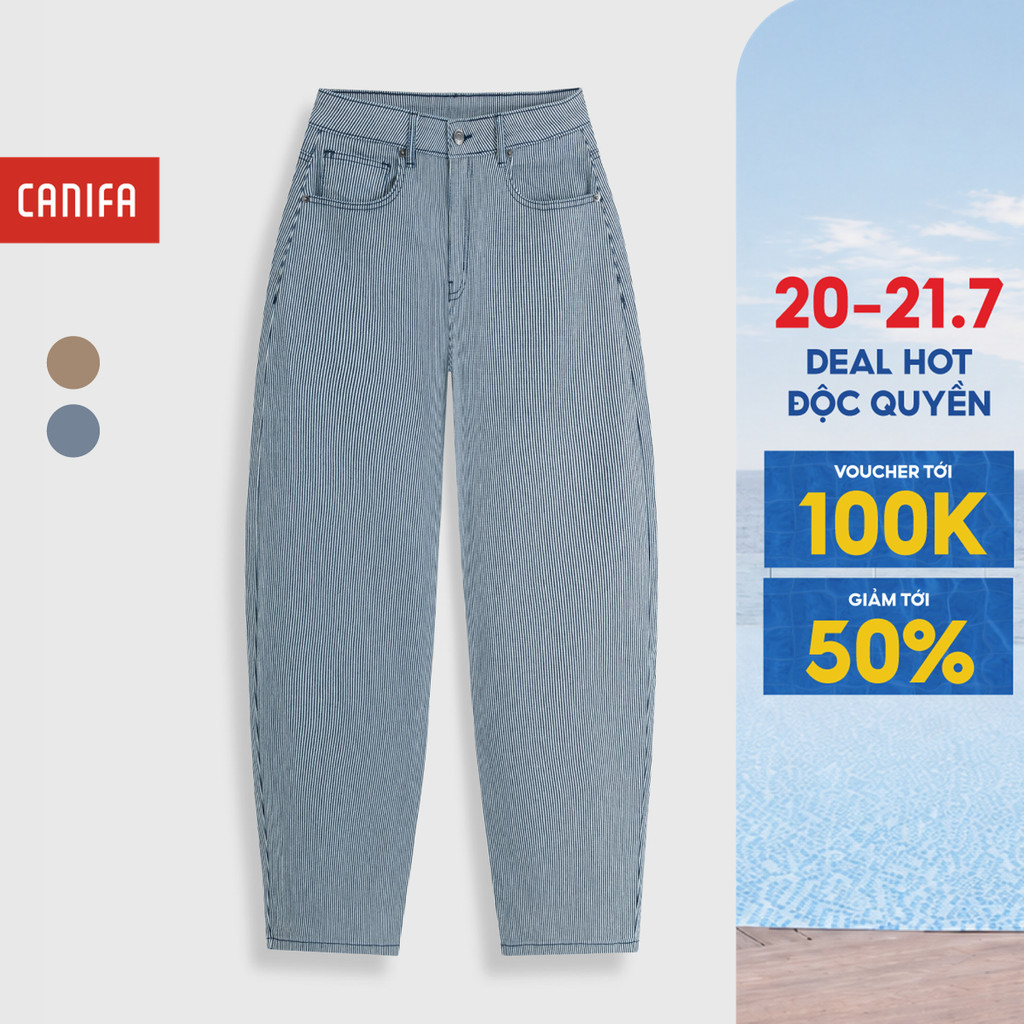 Quần jeans nữ CANIFA chất liệu cotton dáng barrel trẻ trung năng động 6BJ26S002Z