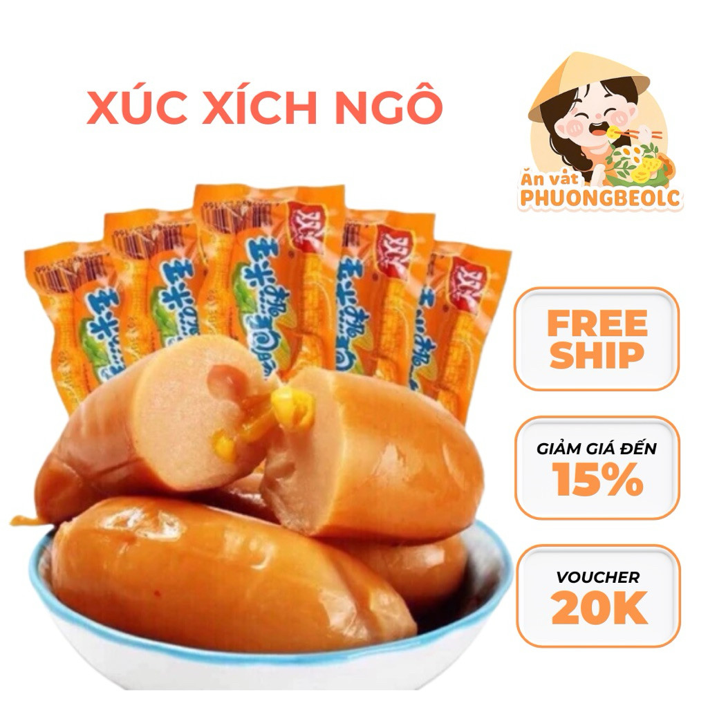 [Lào Cai] 1 thùng xúc xích ngô 2kg . (60 cái ) xúc xích ăn liền hàng nội địa[Sỉ Yến Trùm]