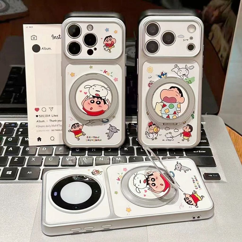 Crayon Shin-Chan 360 Giá đỡ xoay Thích hợp cho Vỏ điện thoại Apple 17pro 16ProMax15 Bao gồm tất cả 1