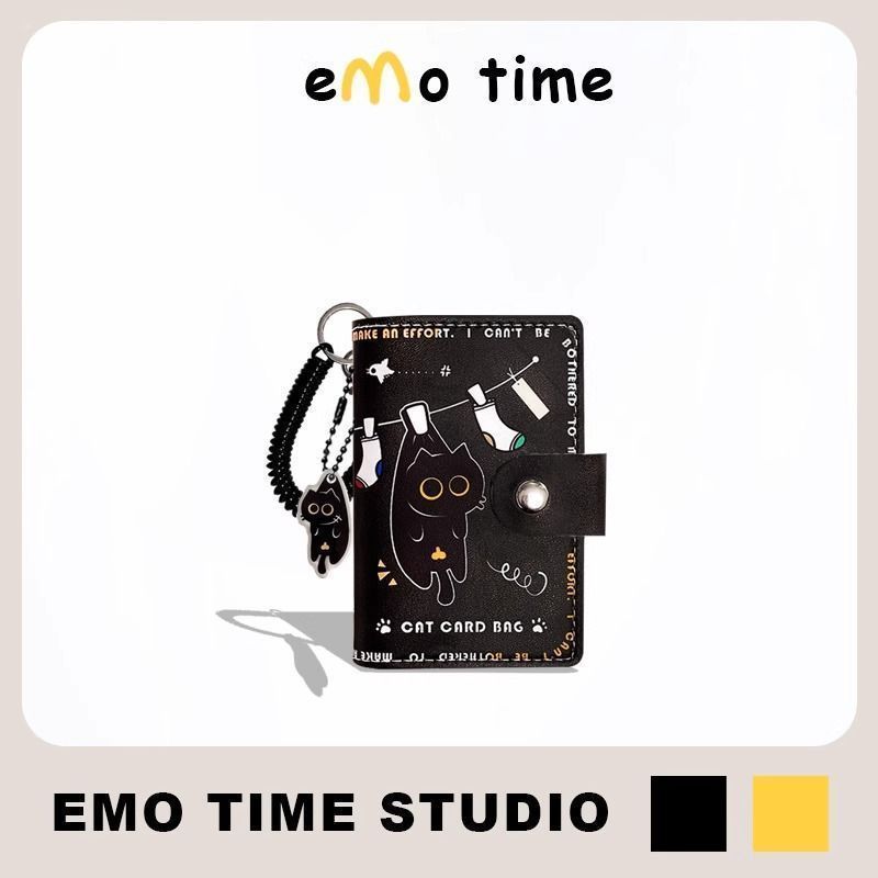 Emo Mèo Nhỏ Đen Ví Đựng Tiền Xu Thẻ Ngân Hàng Thẻ ID Sinh Viên ID Nhỏ Di Động Đa Thẻ Lưu Trữ 2026.7.