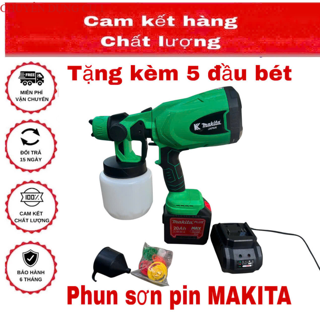 Thân Máy Phun Sơn Pin  MAKITA KZ21PS  , Công Suất 200w, Lưu Lượng 800ml/p, Tạo Sương SHOP DỤNG CU
