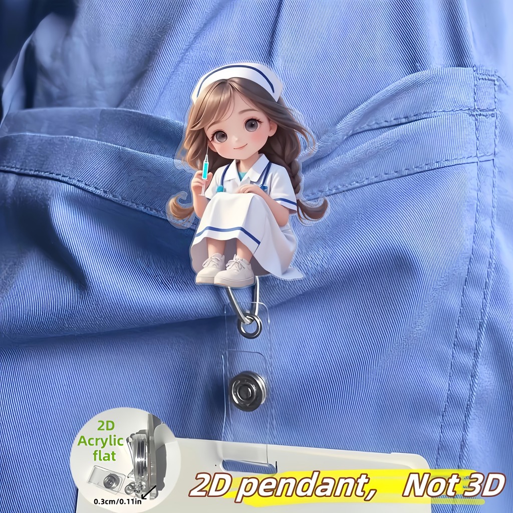 2D Acrylic Nurse Badge Holder with a Retractable Badge Reel And a Cute Design for Medical Stud