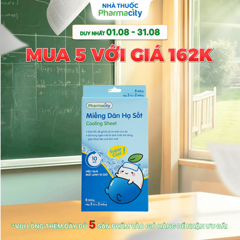 Miếng dán Pharmacity hạ sốt cho bé (Hộp 6 miếng)