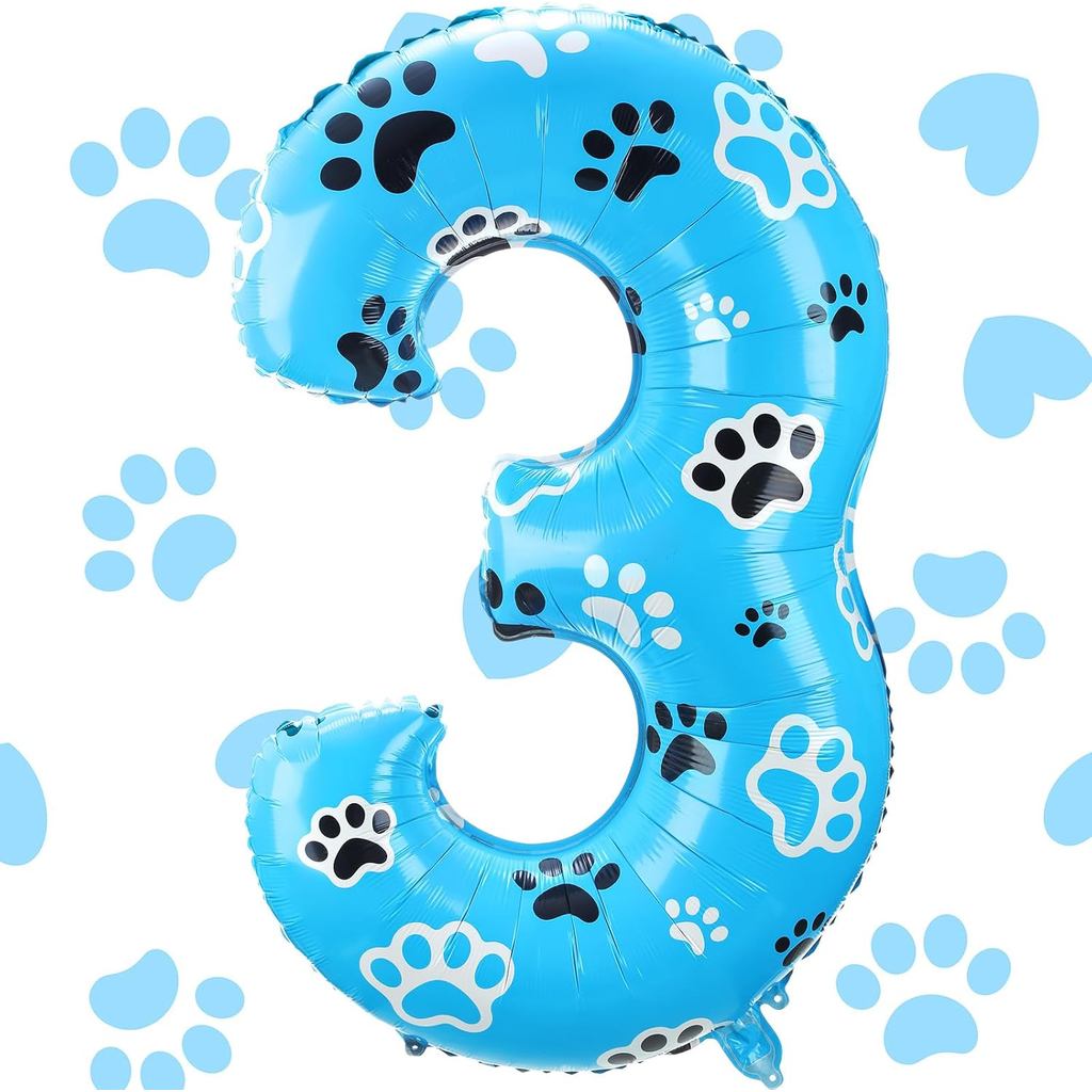 Hungdao 40 Inch Paw Số Bóng Bay Màu Xanh Khổng Lồ Số Lá Bóng Chó Paw In Chủ Đề Tiệc Sinh Nhật Trang 