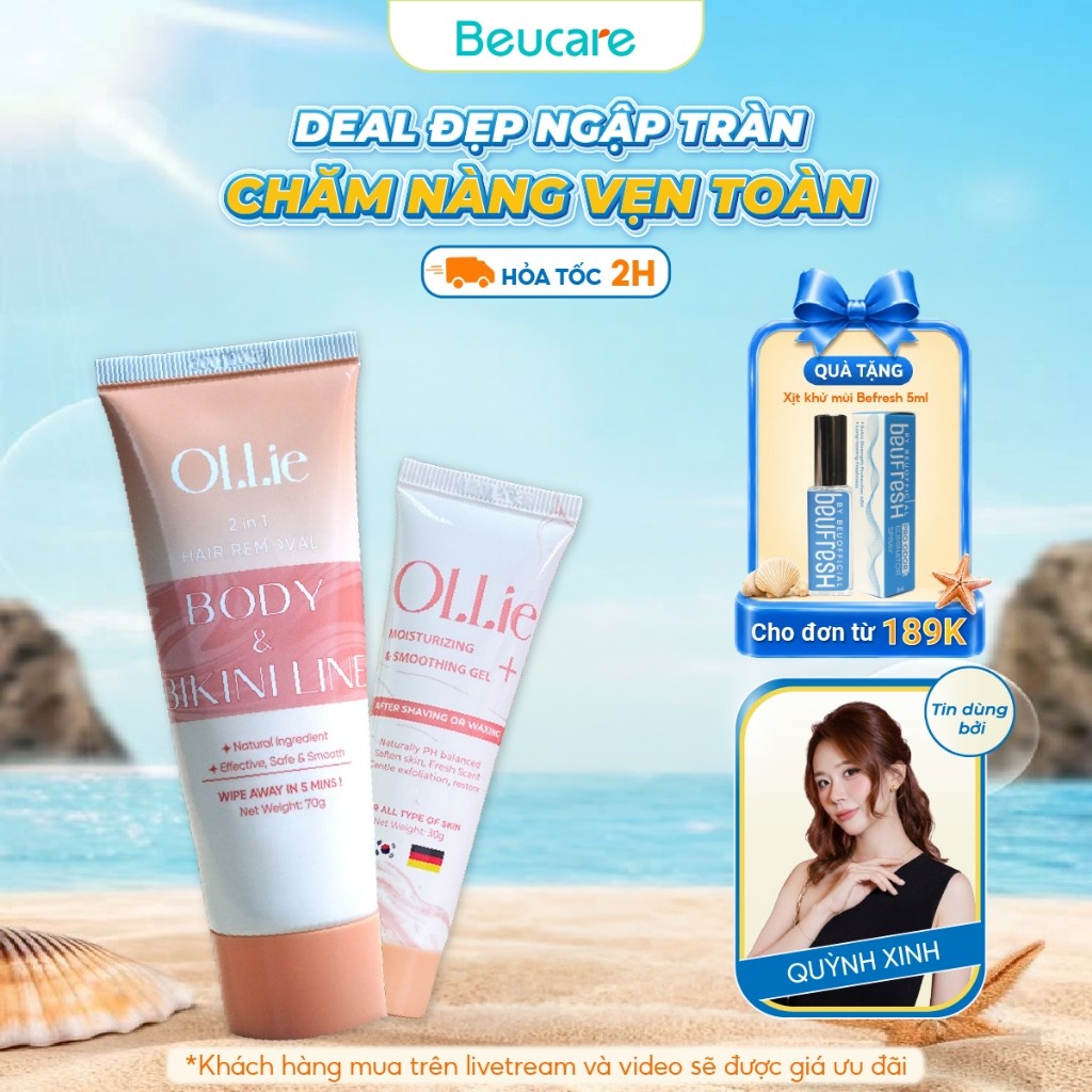 Combo kem tẩy lông và kem dưỡng Ollie tẩy vùng kín, nách, tay, chân , an toàn không đau rát,dưỡng da