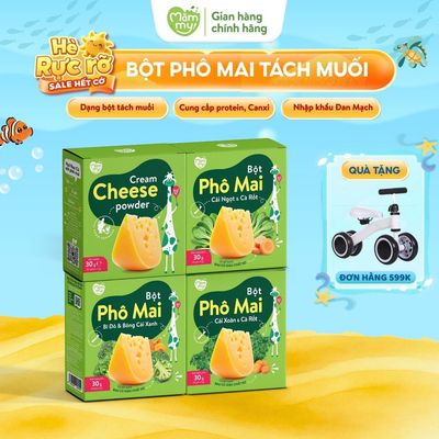 Phô mai tách muối ăn dặm Mămmy gia vị ăn dặm thơm ngon, giàu canxi cho bé ăn dặm, hộp 10 gói,3g/ gói