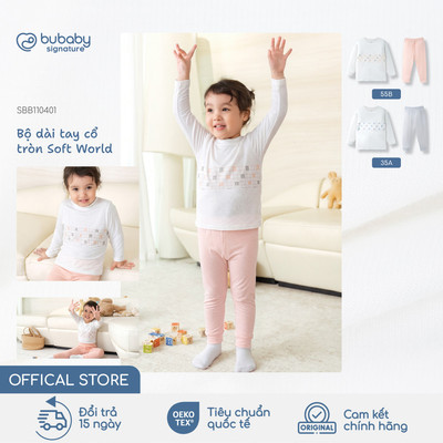 Bộ quần áo dài tay Soft World BU Baby, bộ bé trai bé gái, đồ bộ cho bé, bộ đồ thu đông | SBB110401