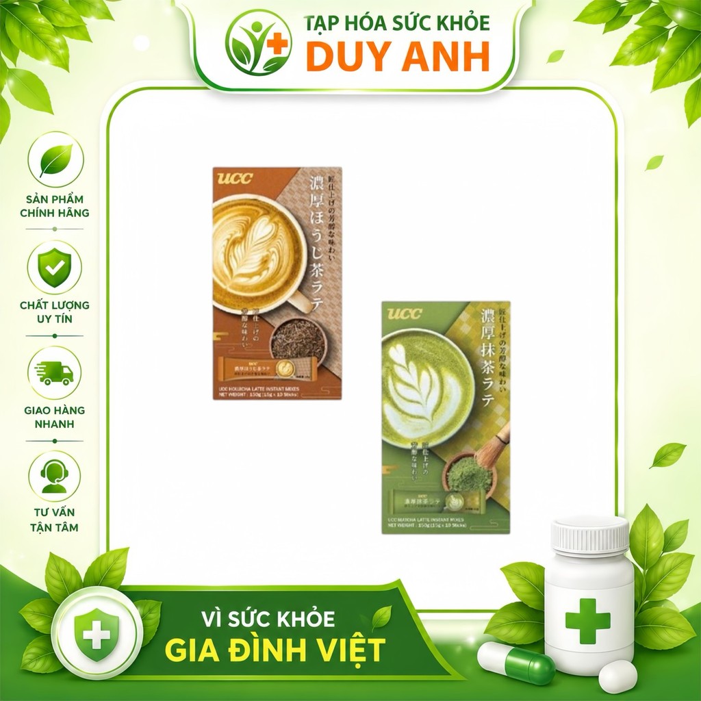 Bột Trà Latte UCC Nhật Bản 150g - Matcha Latte & Hojicha Latte Thơm Ngon, Dễ Pha