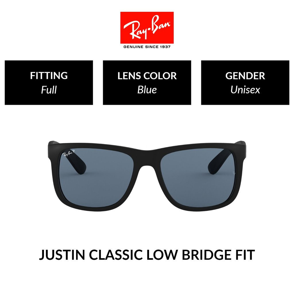 0opI Ray / / Ban JUSTIN| Kính râm phân cực toàn bộ RB4165F 622 / 2V Unisex Size 55mm