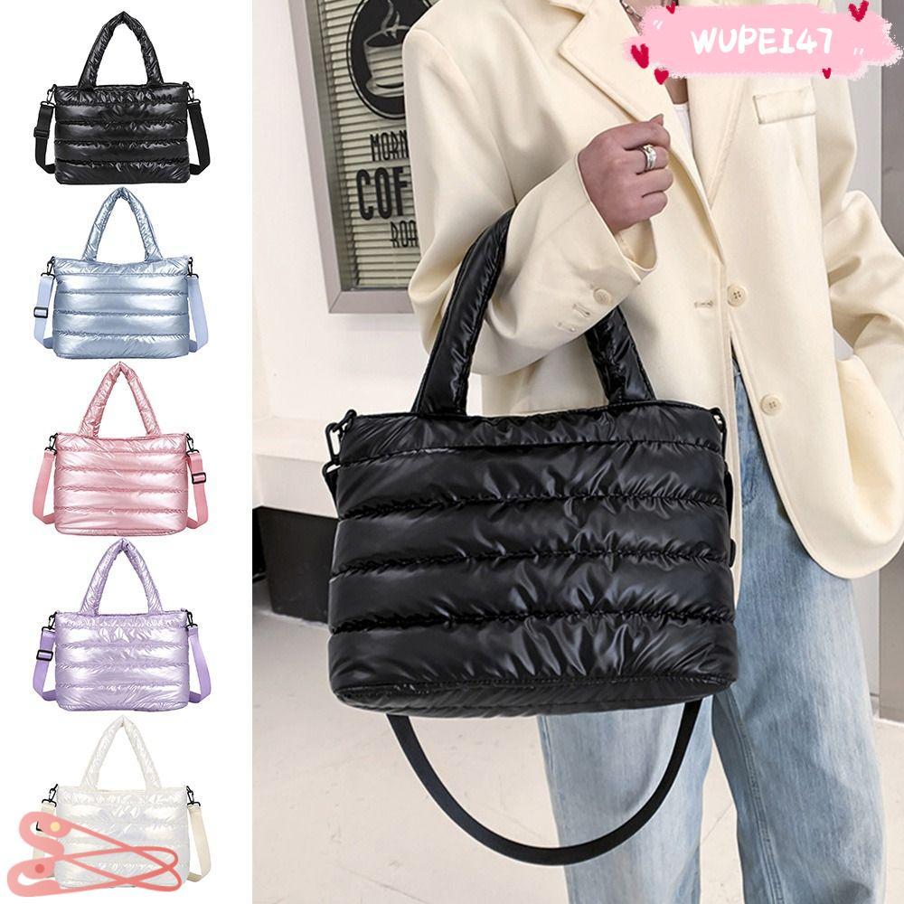 WUPEI47AD Puffy Tote Bag School Nhẹ Xuống Đệm Du Lịch Túi Đeo Vai